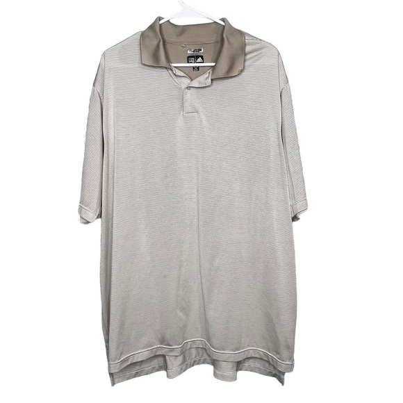 Adidas Climacool Polo Shirt Crown Royal Mens XXL Beige White Stripe Short Sleeve - Picture 1 of 12